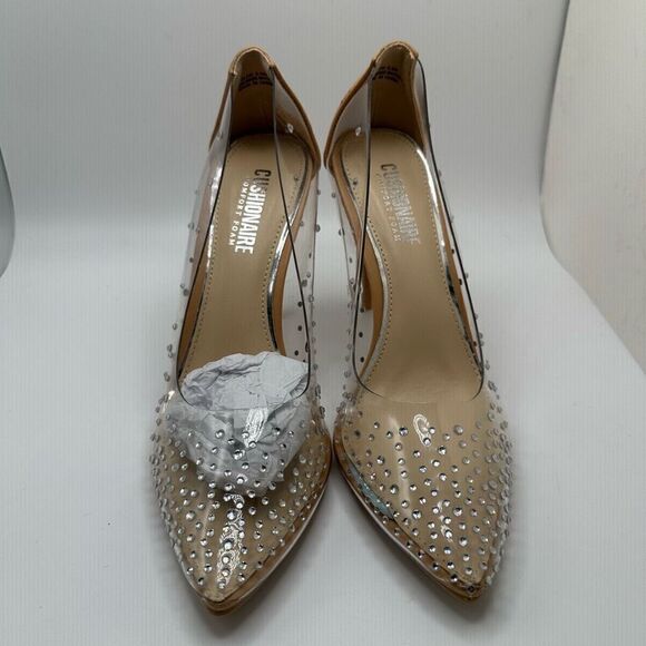 CUSHIONAIRE Women's Clear Rhinestone Dress Pump +Memory Foam 6.5 WIDE CLEAR - Picture 2 of 7